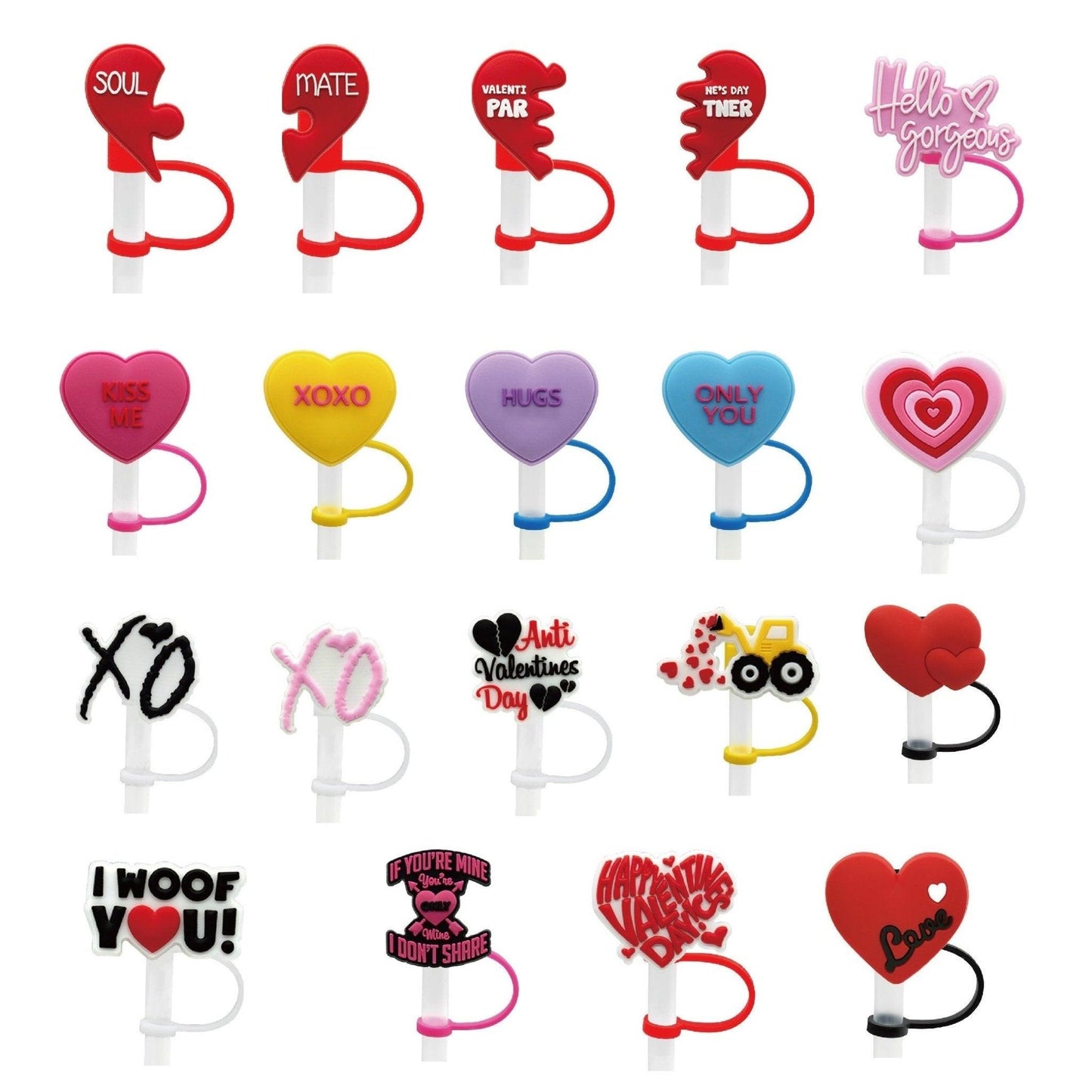 1-Piece Reusable Straw Toppers: Silicone Cartoon Heart Straw Sleeve Caps - J & B's Accessories