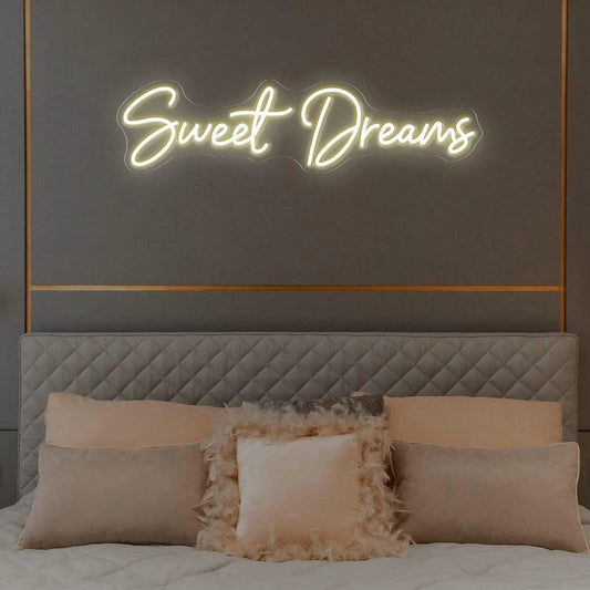 1pc Sweet Dreams LED Neon Sign Light, For Bedroom, Beer Bar Club Cafe Birthday Party Wedding Gift, Wall Handmade Wall Decoration With Dimmer Neon Light, Art Wall Light，Wedding LED Light, For Bedroom Decoration - J & B's Accessories