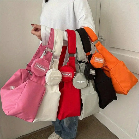 Fashion Nylon Crossbody Bag, Solid Color Shoulder Bag, Women's Casual Handbag With Coin Purse - J & B's Accessories