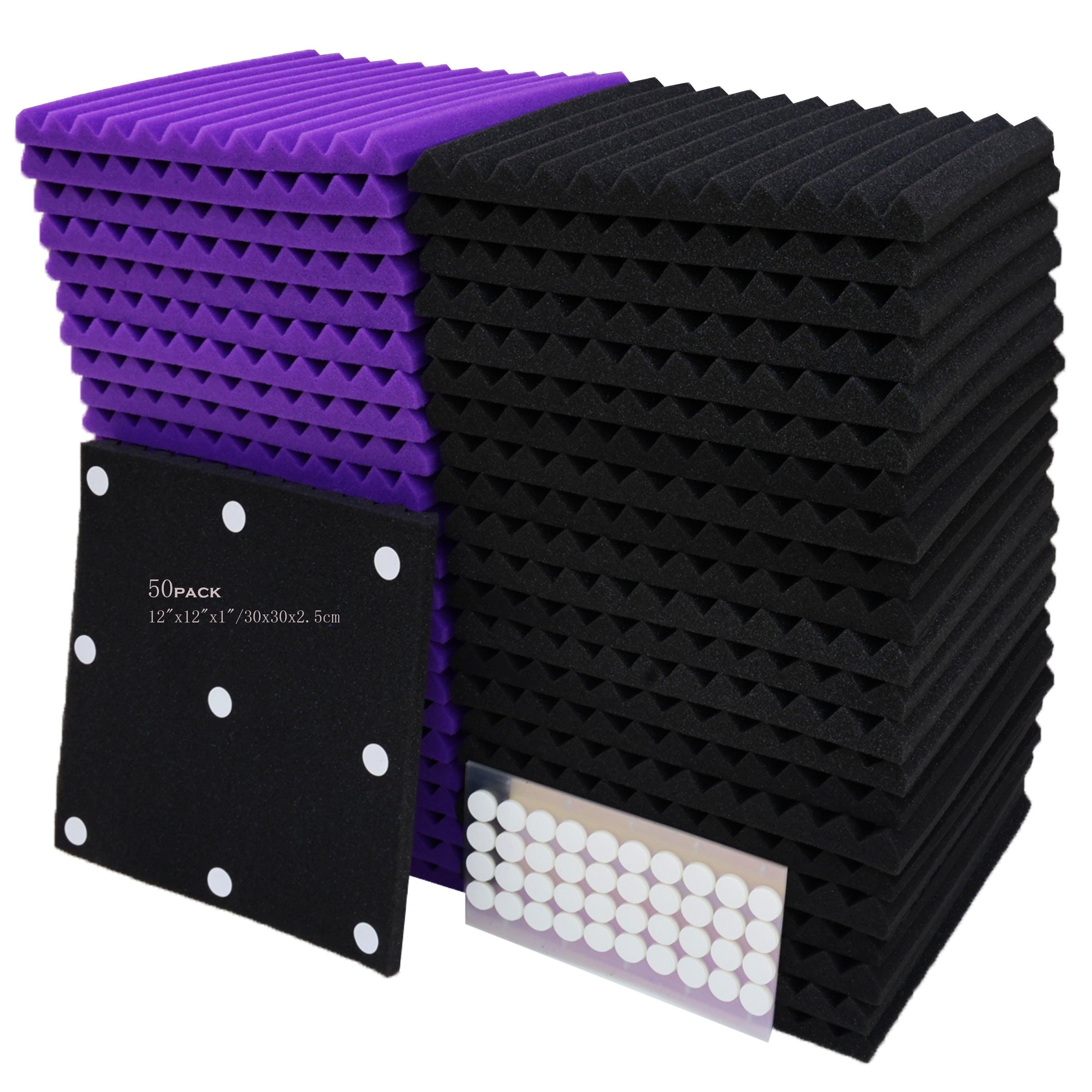 50-pack-studio-enhancing-high-density-foam-acoustic-wedges-30x30x2-5cm-black-purple-soundproofing-tiles-for-superior-sound-absorption-reduced-echoes