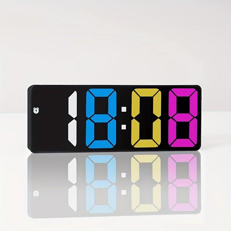 1pc, LED Digital Electronic Clock Bedside Alarm Clock, 3-level Adjustable Brightness With Temperature Display Mirror Alarm Clock, Clock For Bedroom, Room Decor, Home Decor - J & B's Accessories