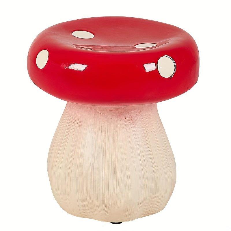 1pc Popular Resin, Craft Red Mushroom Small Low Stool, Cartoon Tide Play Creative Home Stool, Garden Decoration, Public Area Resin Side, Table And Shoe Bench Stool - J & B's Accessories