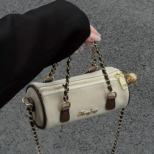Mini Vintage Crossbody Barrel Bag, Retro Shoulder Cylinder Bag, Women's Fashion Handbag & Purse - J & B's Accessories