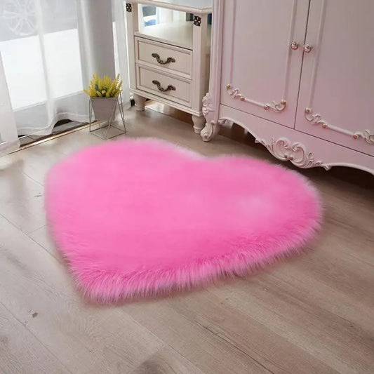 1pc Nordic Heart-shaped Shag Area Rug, Modern Rectangle Plush Fuzzy Rugs, Machine Washable, Non-shedding Bedroom Bedside Rugs, Non-Slip Shaggy Furry Carpets For Living Room Bedroom, Home Decor, Room Decor - J & B's Accessories