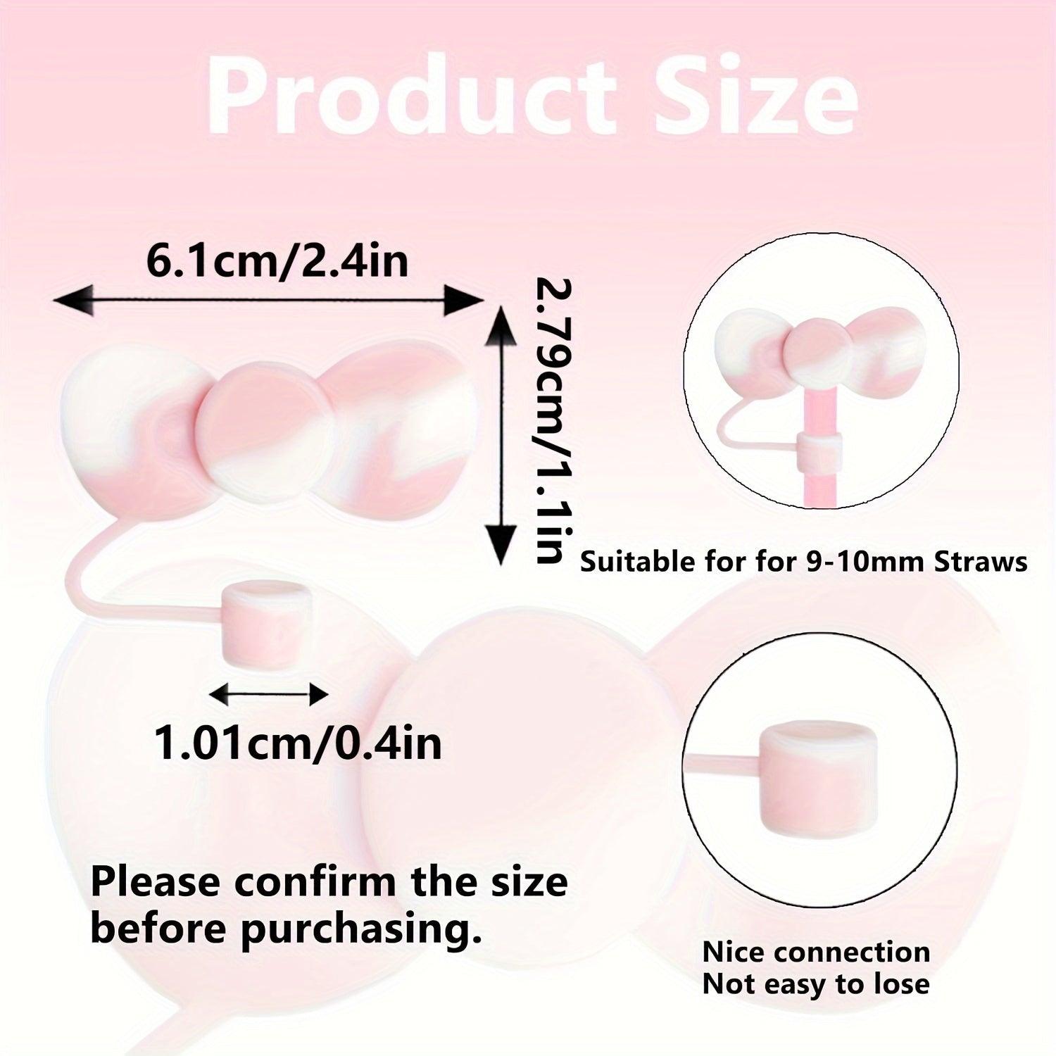 3pcs Cute Bow Straw Covers Cap, Compatible With Stanley 40/30oz Tumbler Cups, Reusable Cute Silicone Straw Toppers For 0.4in/10mm Stanley Cups Straws - J & B's Accessories