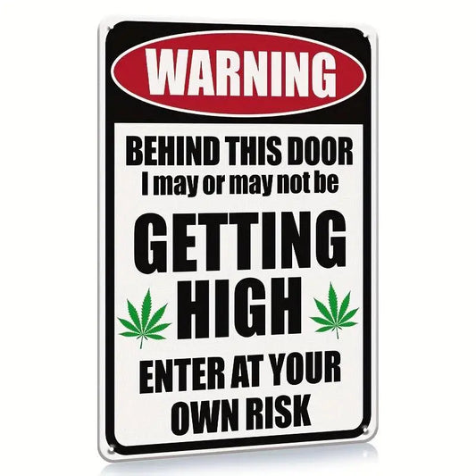 "1pc, Retro Metal Plaque Sign - ""Enter at Your Own Risk"" - Funny Wall Decor for Home, Bar, Kitchen, or Pub - Waterproof and Dustproof - Great Gift for Men and Women (12x8 inches)" - J & B's Accessories