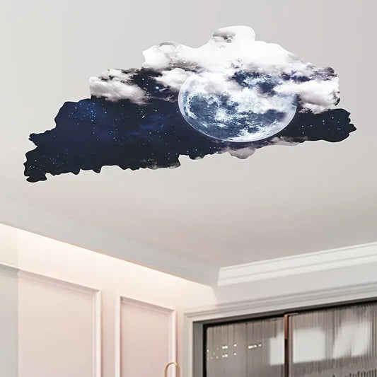 1pc 3D Creative Wall Sticker, Simulation Starry Sky Universe Moon Cloud Pattern Self-Adhesive Wall Stickers, Bedroom Entryway Living Room Porch Home Decoration Wall Stickers, Removable Stickers, Wall Decor Decals - J & B's Accessories