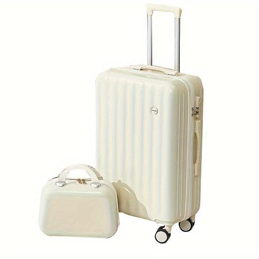 2Pcs Large Capacity Luggage Suitcase Set With Universal Wheel, Portable Plastic Combination Lock Duffel Box With Hand Box, Perfect Travel Box Set - J & B's Accessories