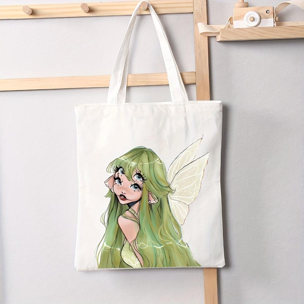 cartoon-green-elf-pattern-tote-bag-organic-shopping-bag