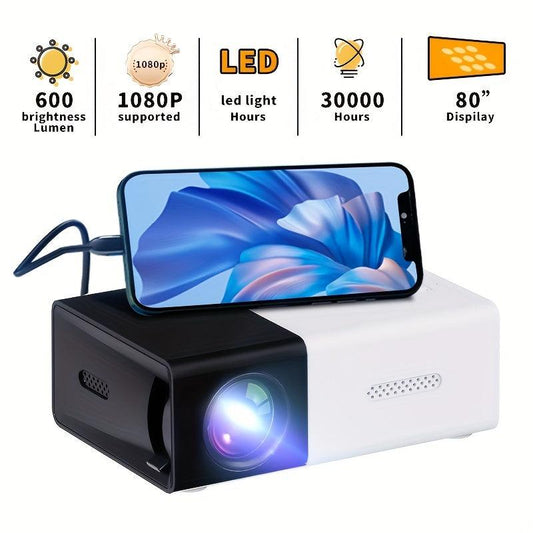 Mini Portable Projector,YG-300,Can Upgrade Your Movie, TV & Gaming Experience With HD Compatible With Android/iOS/Windows/HDMI/USB,etc. - J & B's Accessories