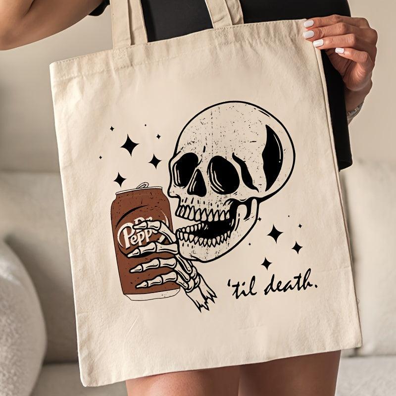skeleton-print-tote-bag-large-capacity-shoulder-bag-portable-shopping-bag