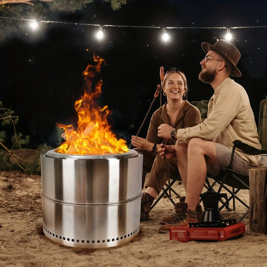 "Smokeless Firepit Outdoor, Stainless Steel Fire Pit with Carry Bag - Ideal for Camping, Backyard, Patio, Garden, Picnic - 19.88"D×15.35"H"