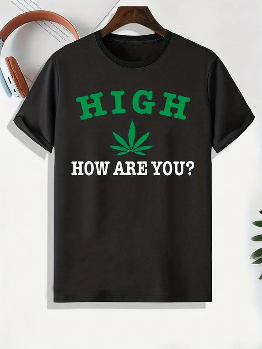 Weed Print, Men's Graphic T-shirt, Casual Comfy Tees For Summer, Mens Clothing - J & B's Accessories