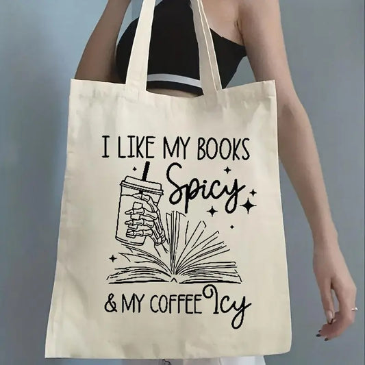 Letter & Book Pattern Shoulder Bag, Lightweight Daily Use Shopping Bag, Women's Versatile Storage Bag - J & B's Accessories