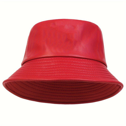Stylish Unisex PU Leather Bucket Hat: Sun Protection, Adjustable Fit, Durable & Comfortable for Daily Wear or Travel - J & B's Accessories
