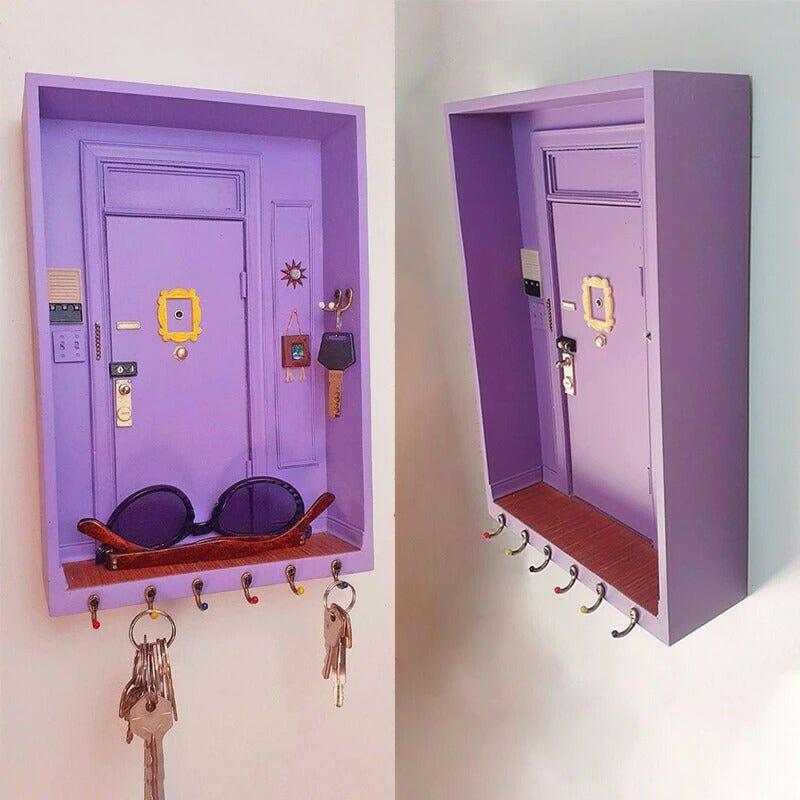 Chic Wooden Key Holder- Wall-Mounted, Aesthetic Purple Design for Home Decor, Efficient Key Storage Solution - J & B's Accessories