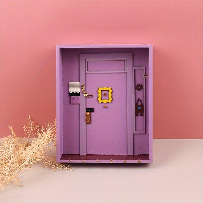 Chic Wooden Key Holder- Wall-Mounted, Aesthetic Purple Design for Home Decor, Efficient Key Storage Solution - J & B's Accessories
