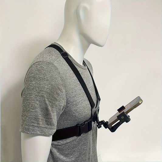 Chest-mounted Mobile Phone Holder, First-person Perspective Adjustable Chest Strap Headband Sports Camera Chest-mounted Vlog Video Shooting Outdoor Live Broadcast Bracket, Cycling Equipment, Lure Fishing Accessories - J & B's Accessories