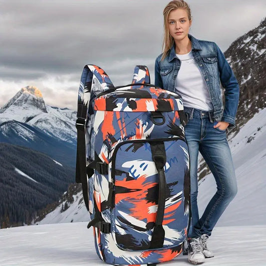 Fashion Printing Travel Backpack, Large Capacity Luggage Bag, Clothes Storage Sports Fitness Bag, Lightweight Backpack For Hiking Mountaineering Camping - J & B's Accessories