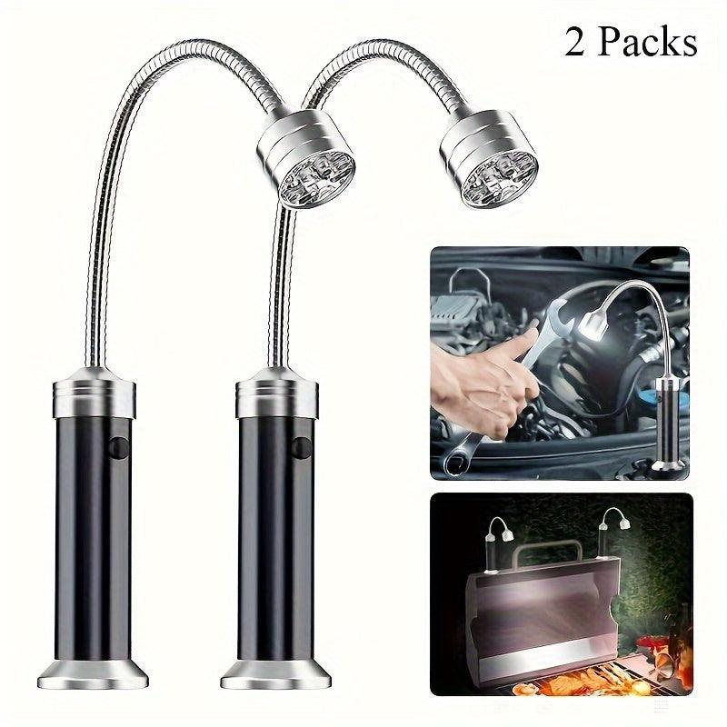 2pcs Flexible Gooseneck LED Grill Light with Magnetic Base - 360° Adjustable Work Light for Auto Repair, Inspection, and Outdoor BBQs - J & B's Accessories