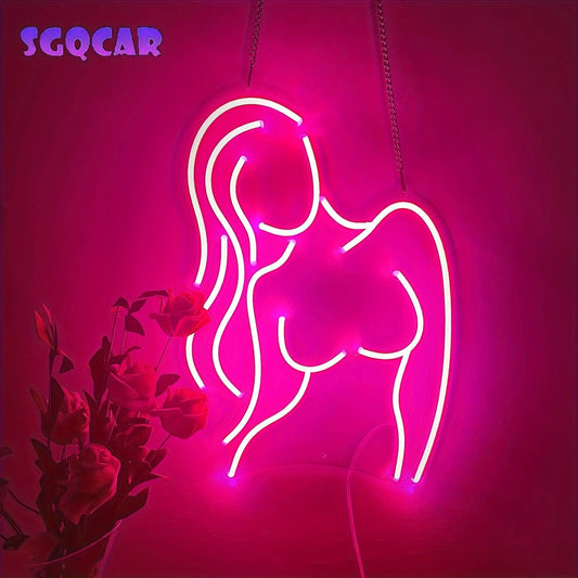 Lady Neon Signs - LED Night Lights USB Connected Decorative Light, For Room Bar Pub Store Club Garage Home Party Wall Art Decoration, For Halloween Christmas New Year Decoration - J & B's Accessories