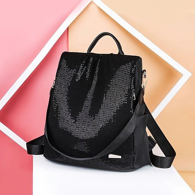 Fashion Shiny Sequins Backpack Purse, Anti-theft Sparkly Daypack, Casual Two-way Shoulder Bag, Fashion Travel Schoolbag - J & B's Accessories