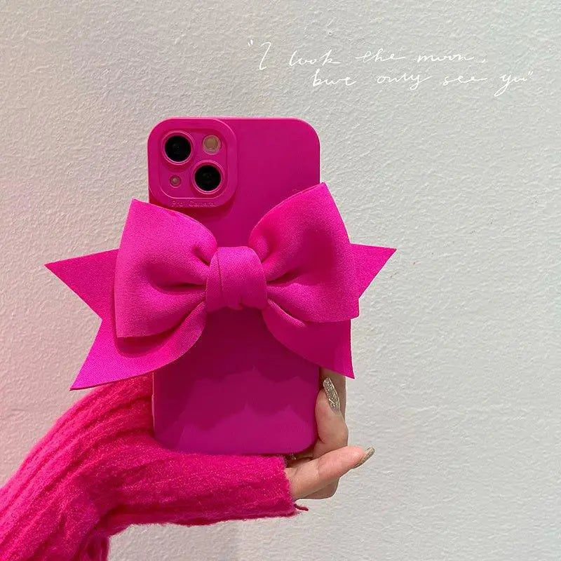 Fluorescent Bow Silicone Phone Case for iPhone 14/13/12/11/X/8/7 Series - Matte Finish & Maximum Protection - J & B's Accessories