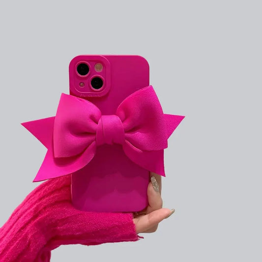 Fluorescent Bow Silicone Phone Case for iPhone 14/13/12/11/X/8/7 Series - Matte Finish & Maximum Protection - J & B's Accessories