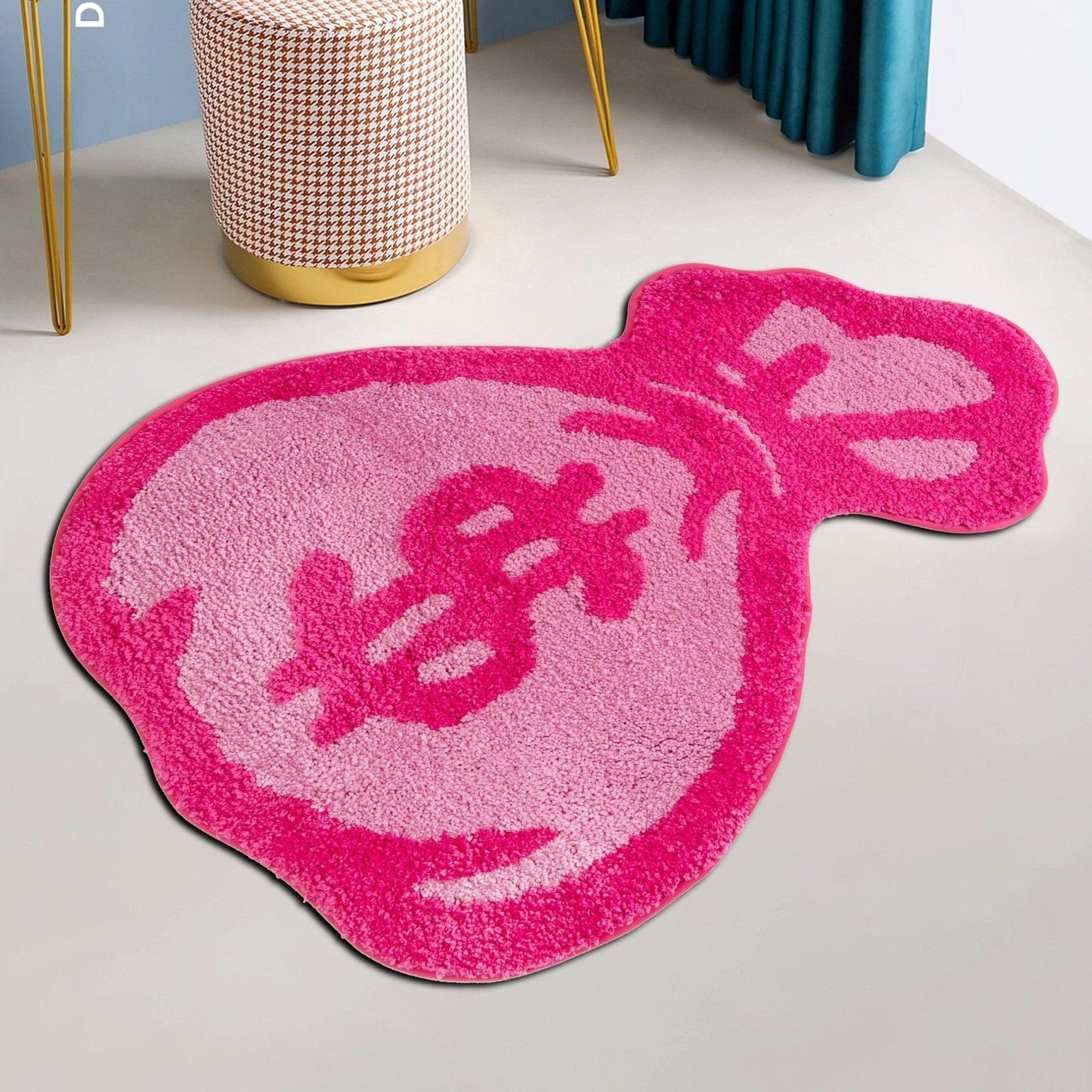 Money Bag Carpet, Soft Fluffy Tufted Velvet Cartoon Area Rug, Anime Home Soft Fur Carpet for Children's Girls Bedroom Living Room Door Decoration Floor Mat - J & B's Accessories